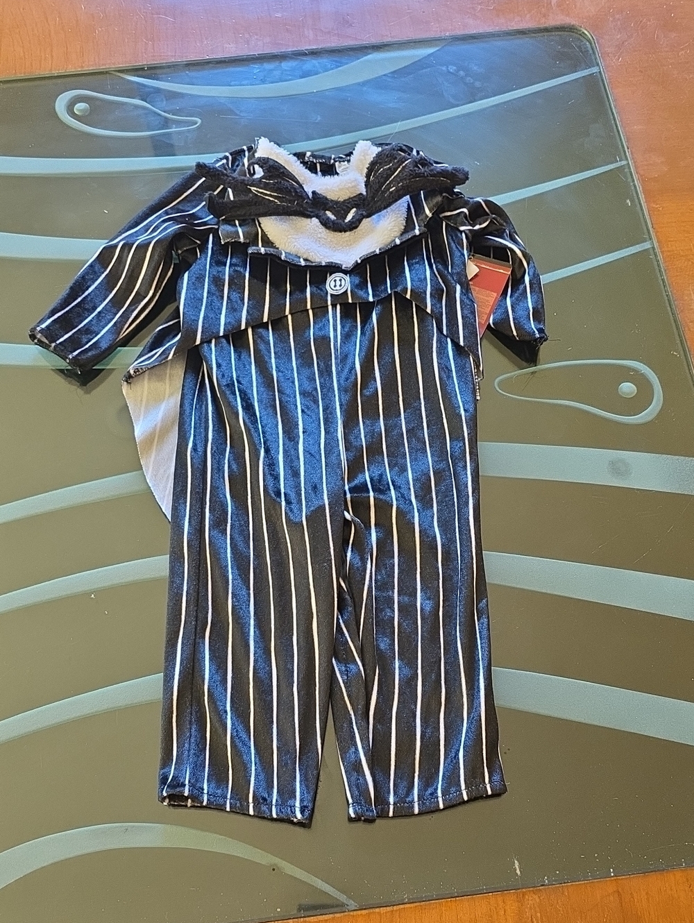 Disney Black and White Pinstripe Jack Skellington-Inspired Costume